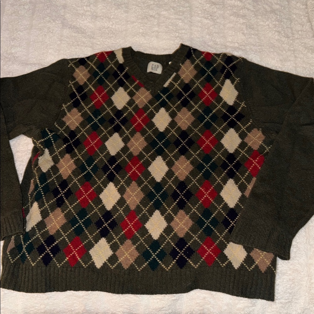 GAP 100% Wool Argyle Sweater